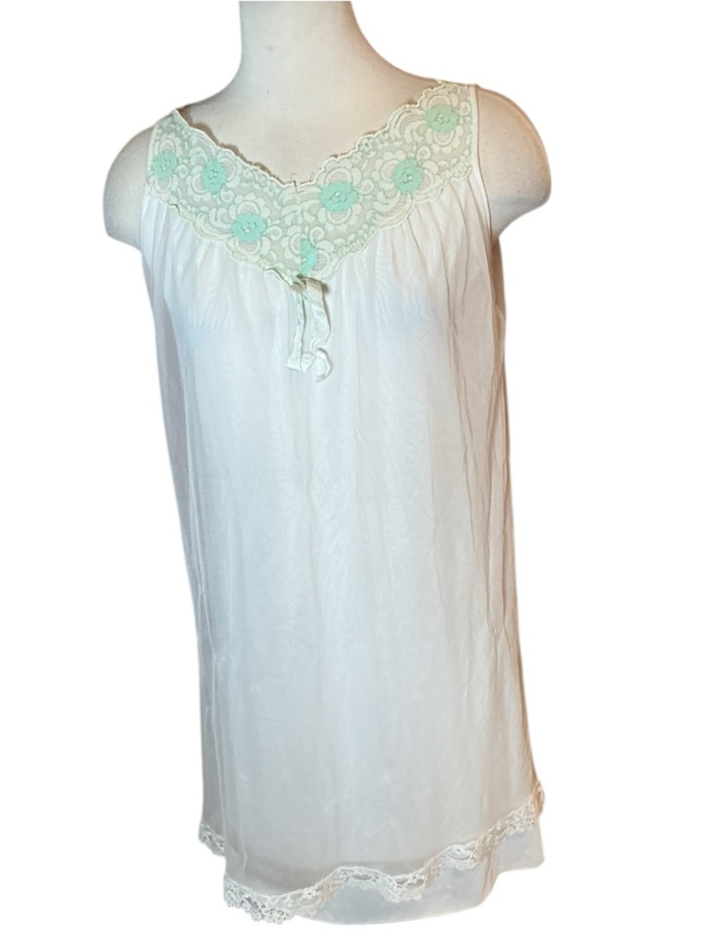 Vintage 1960s Gotham Nylon Babydoll Nightie Slip Mini Dress Small